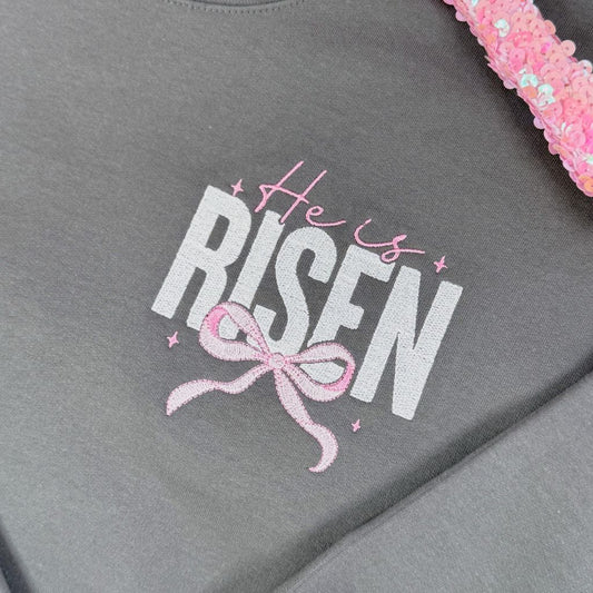 He is Risen Embroidered Sweatshirt Ave Shops
