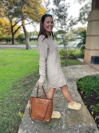 PREORDER: So Delightful Cable Knit Sweater Dress in Four Colors Ave Shops