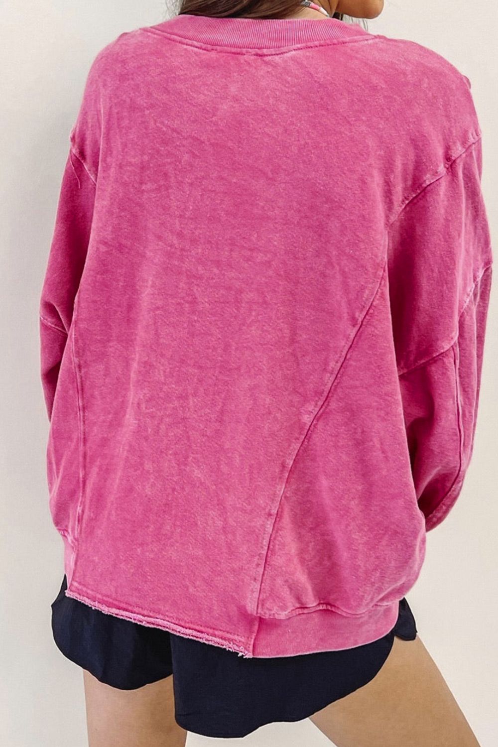 Round Neck Long Sleeve Sweatshirt Trendsi