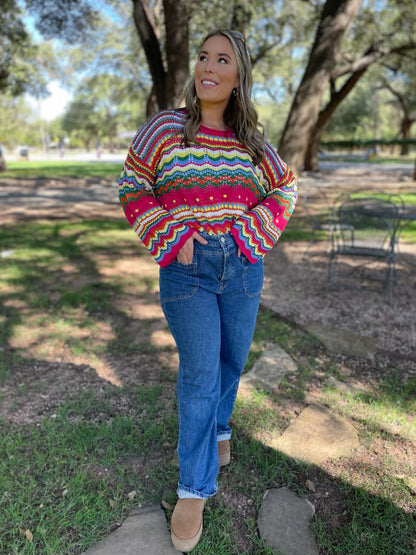 PREORDER: Abilene Crochet Sweater Ave Shops