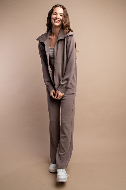 Modal Poly Full Zip Jacket in Mocha Ave Shops