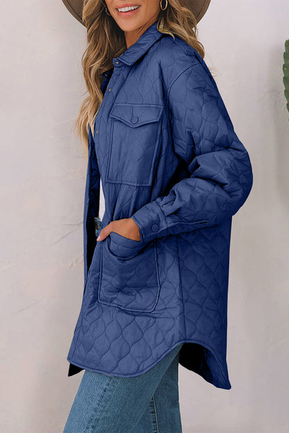 Snap Down Collared Winter Coat Trendsi