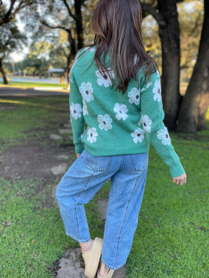 PREORDER: Flower Powered Half Zip Sweater in Four Colors Ave Shops