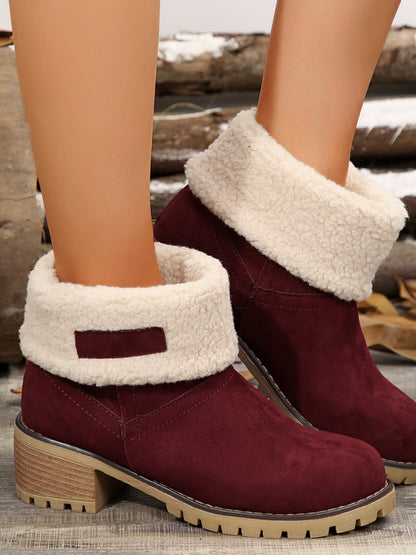 Thermal Fuzzy Block Heel Boots Trendsi