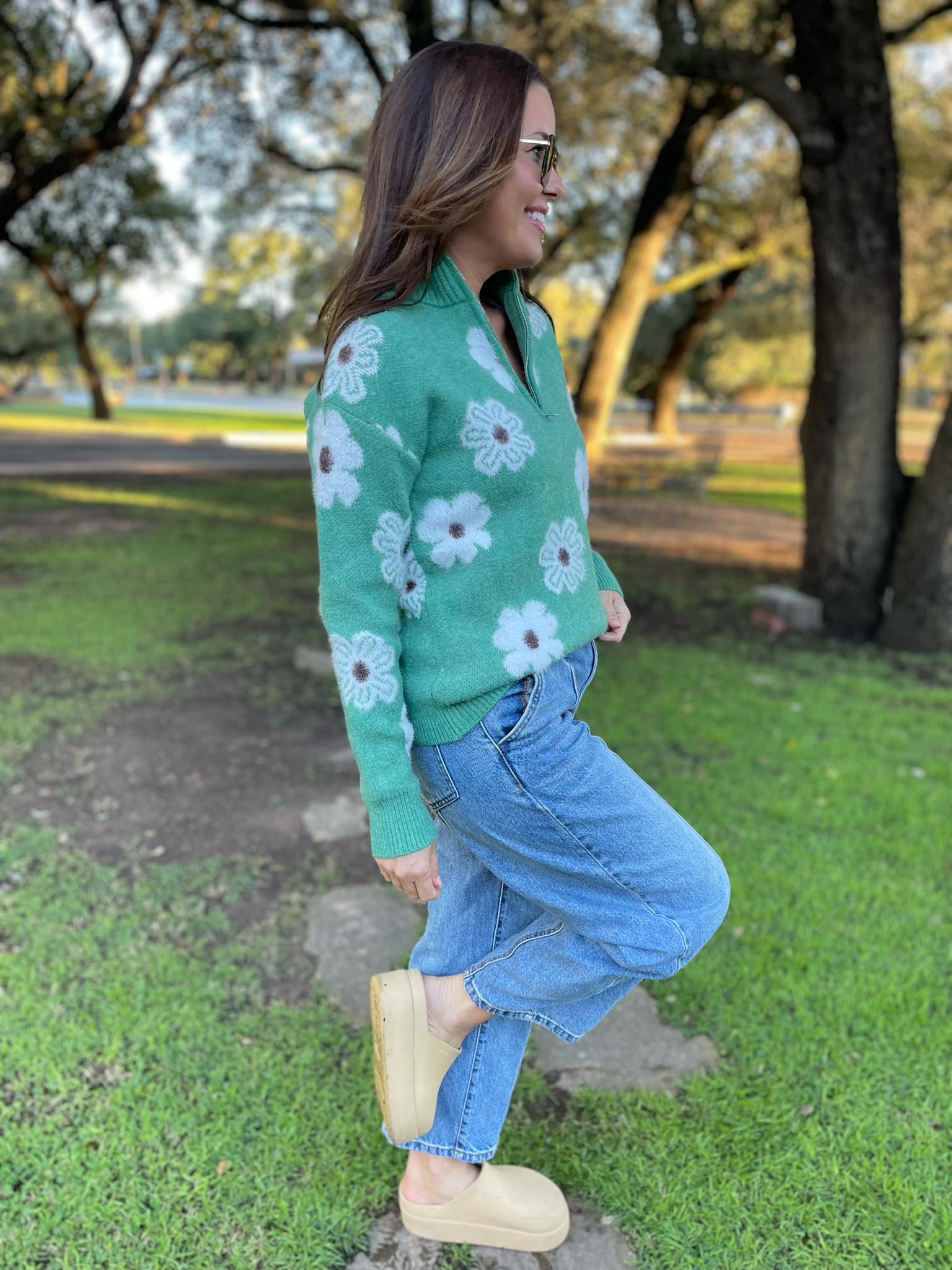PREORDER: Flower Powered Half Zip Sweater in Four Colors Ave Shops