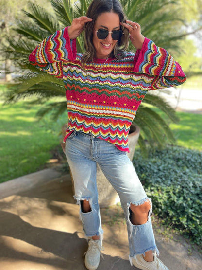 PREORDER: Abilene Crochet Sweater Ave Shops