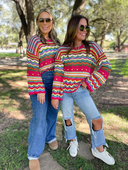 PREORDER: Abilene Crochet Sweater Ave Shops