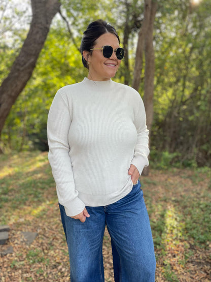 PREORDER: Cuddle Up Fleece Lined Sweater in Beige Ave Shops