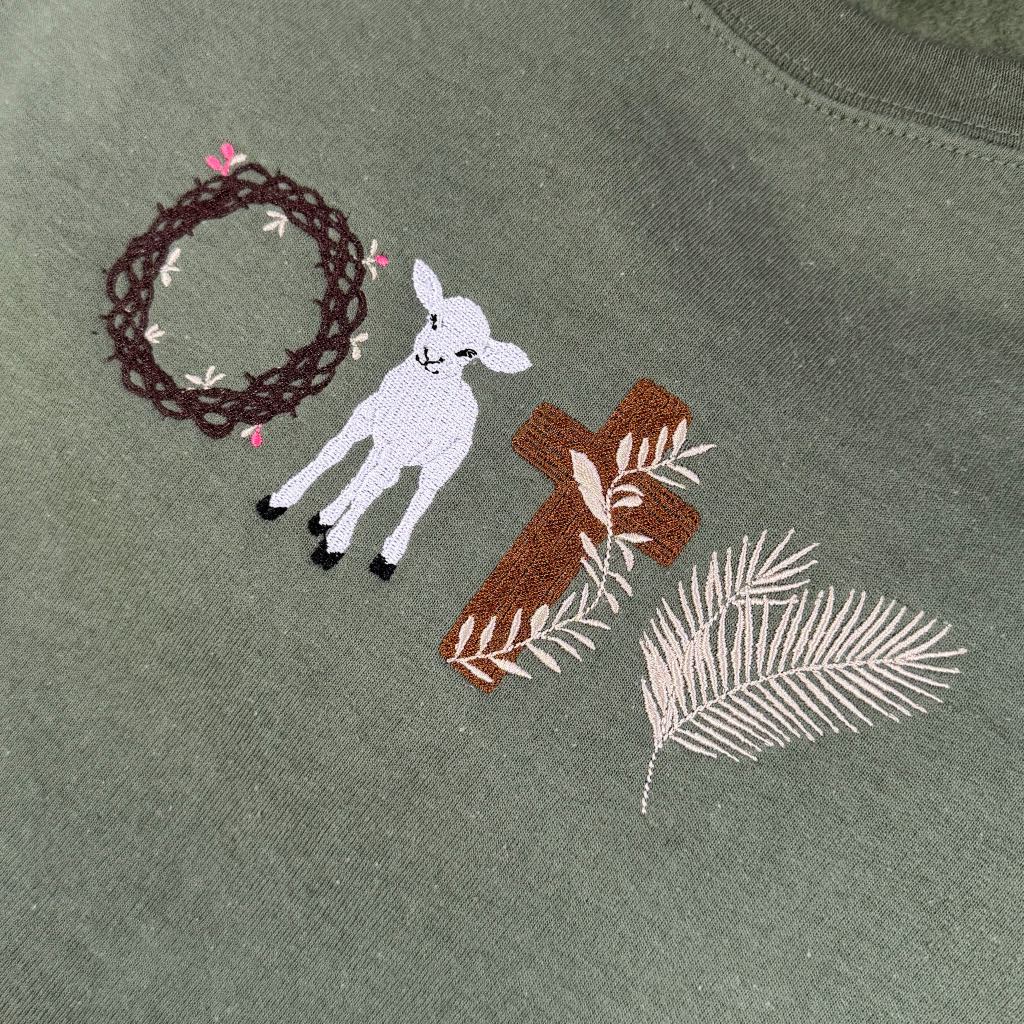 Easter Symbols Embroidered Sweatshirt Ave Shops