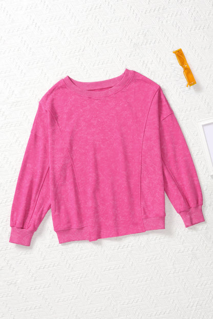 Round Neck Long Sleeve Sweatshirt Trendsi