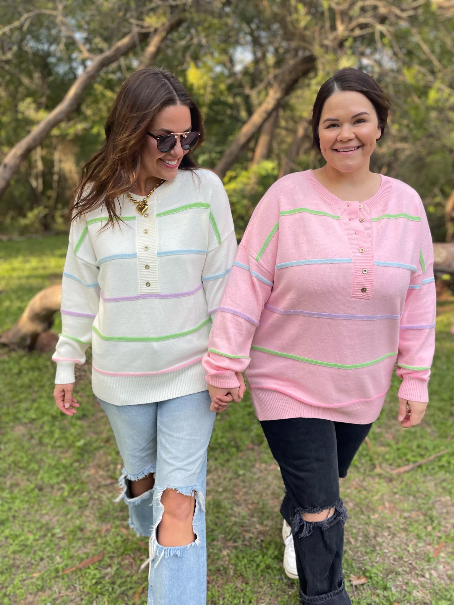 PREORDER: Just Too Good Rainbow Striped Sweater in Two Colors Ave Shops