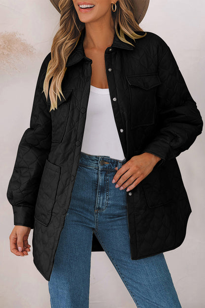 Snap Down Collared Winter Coat Trendsi