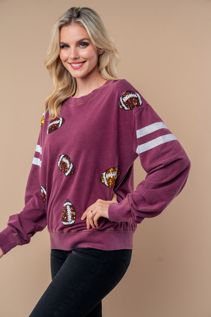 Sequin Football Long Sleeve Knit Top Ave Shops