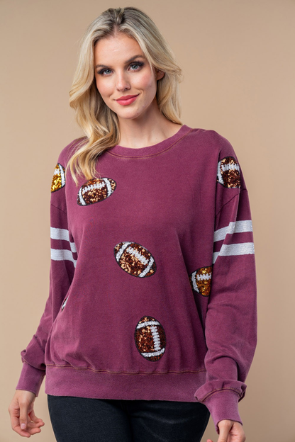 Sequin Football Long Sleeve Knit Top Ave Shops