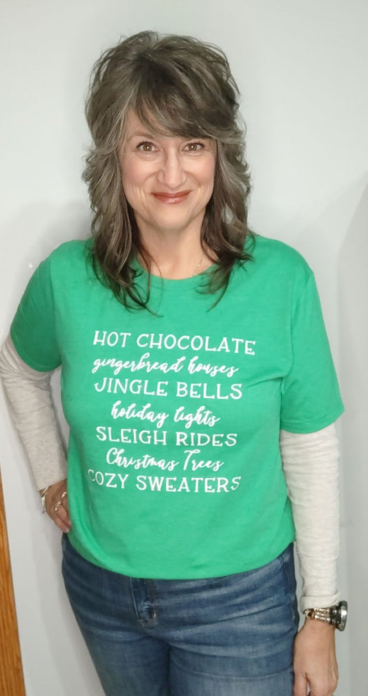 Kelly Green Christmas Words Tee The Magnolia Cottage Boutique