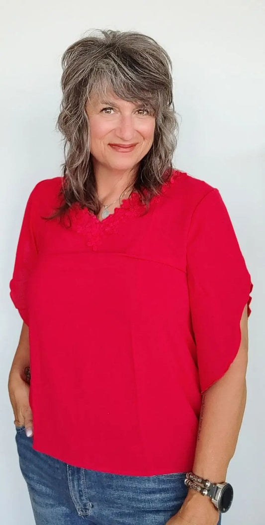 Red V Neck Shirt The Magnolia Cottage Boutique