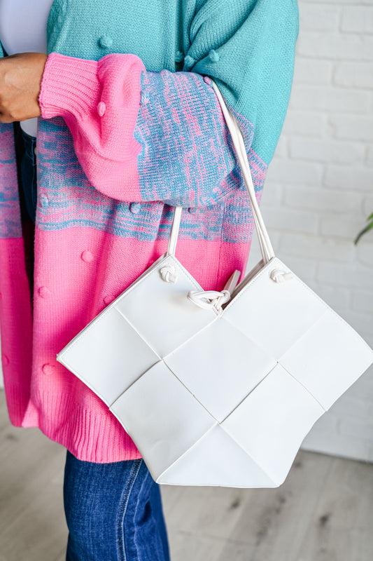 Woven Tote in White Ave Shops