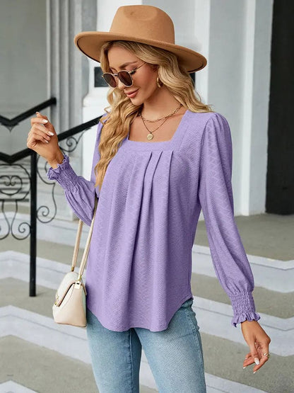 Square Neck Puff Sleeve Blouse Trendsi