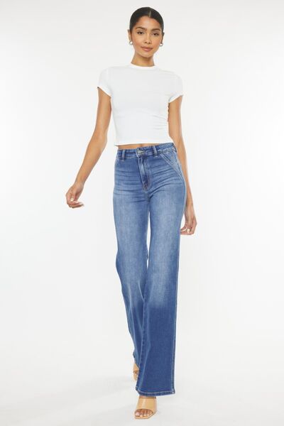 Kancan Ultra High Waist Gradient Flare Jeans Trendsi
