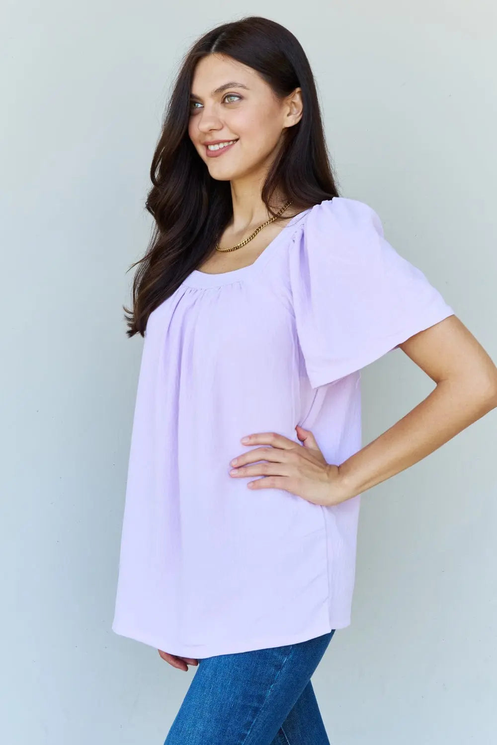 Square Neck Short Sleeve Blouse | Women's Blouses | Trendy Fashion