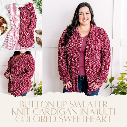 2.2 Button Up Sweater Knit Cardigan In Multi Colored Sweetheart American Boutique Drop Ship