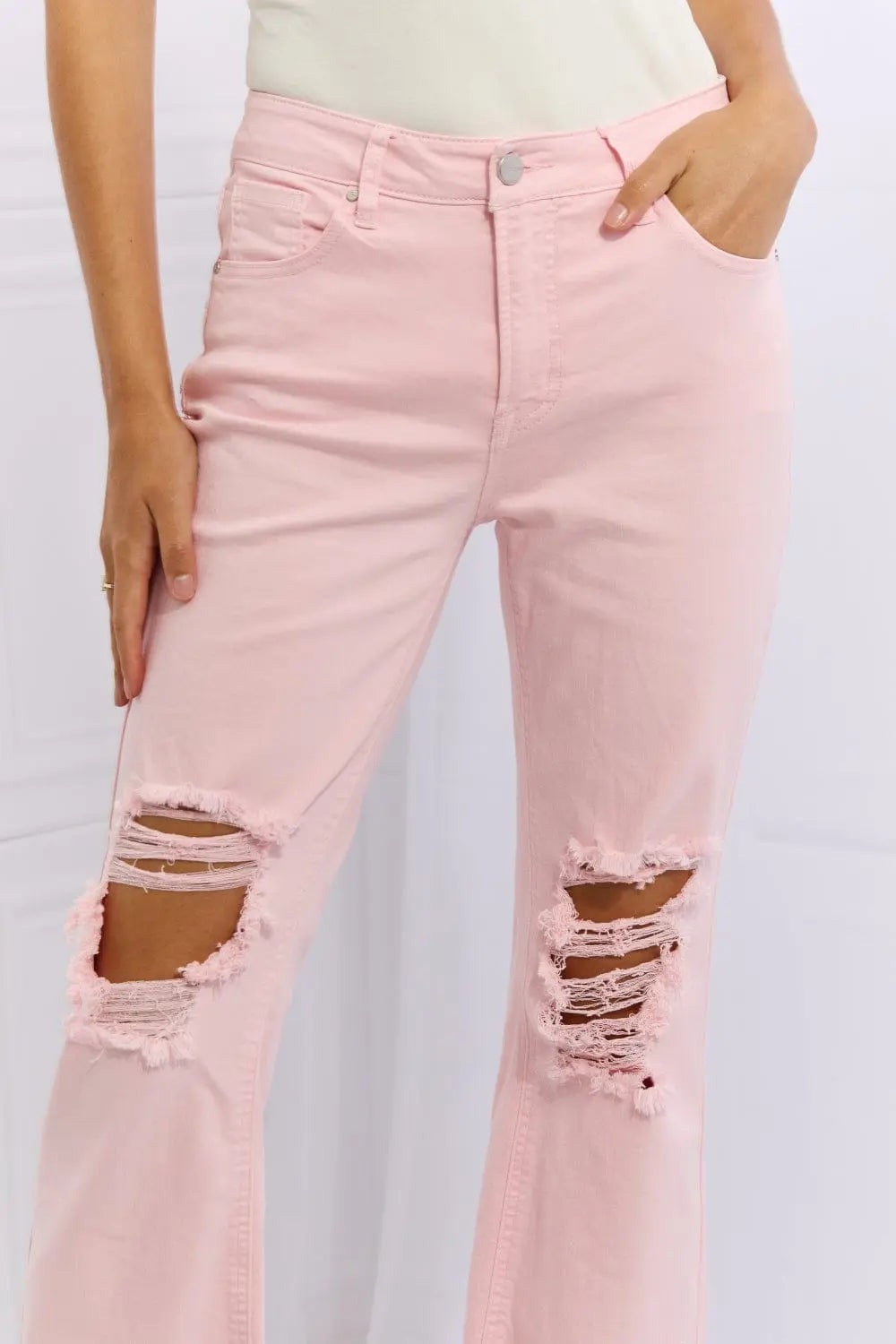 Risen Jeans | Distressed Ankle Flare Jeans | Trendy Jeans | 