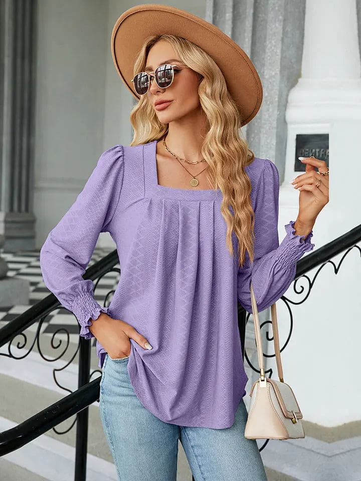 Square Neck Puff Sleeve Blouse Trendsi