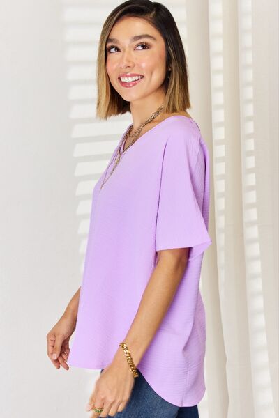 Zenana Texture Short Sleeve T-Shirt Trendsi