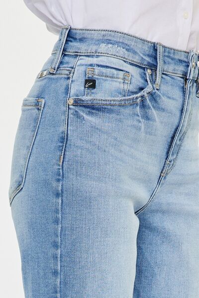 Kancan High Waist Raw Hem Straight Jeans Trendsi