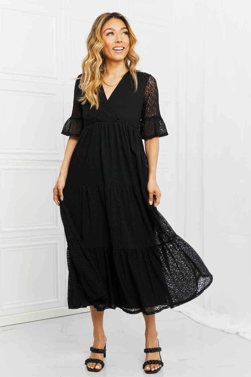 P & Rose Lovely Lace Full Size Tiered Dress Trendsi