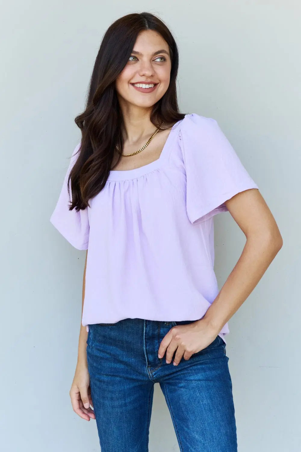 Square Neck Short Sleeve Blouse | Women's Blouses | Trendy Fashion