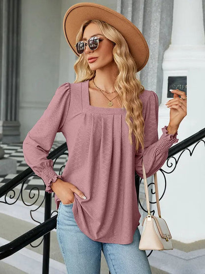 Square Neck Puff Sleeve Blouse Trendsi