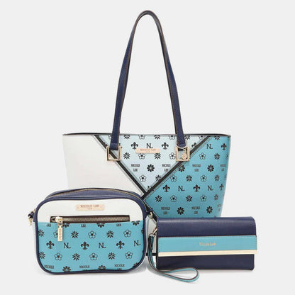 Nicole Lee USA 3-Piece Color Block Handbag Set Trendsi