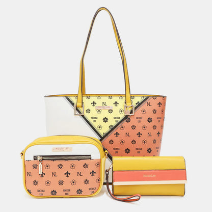 Nicole Lee USA 3-Piece Color Block Handbag Set Trendsi