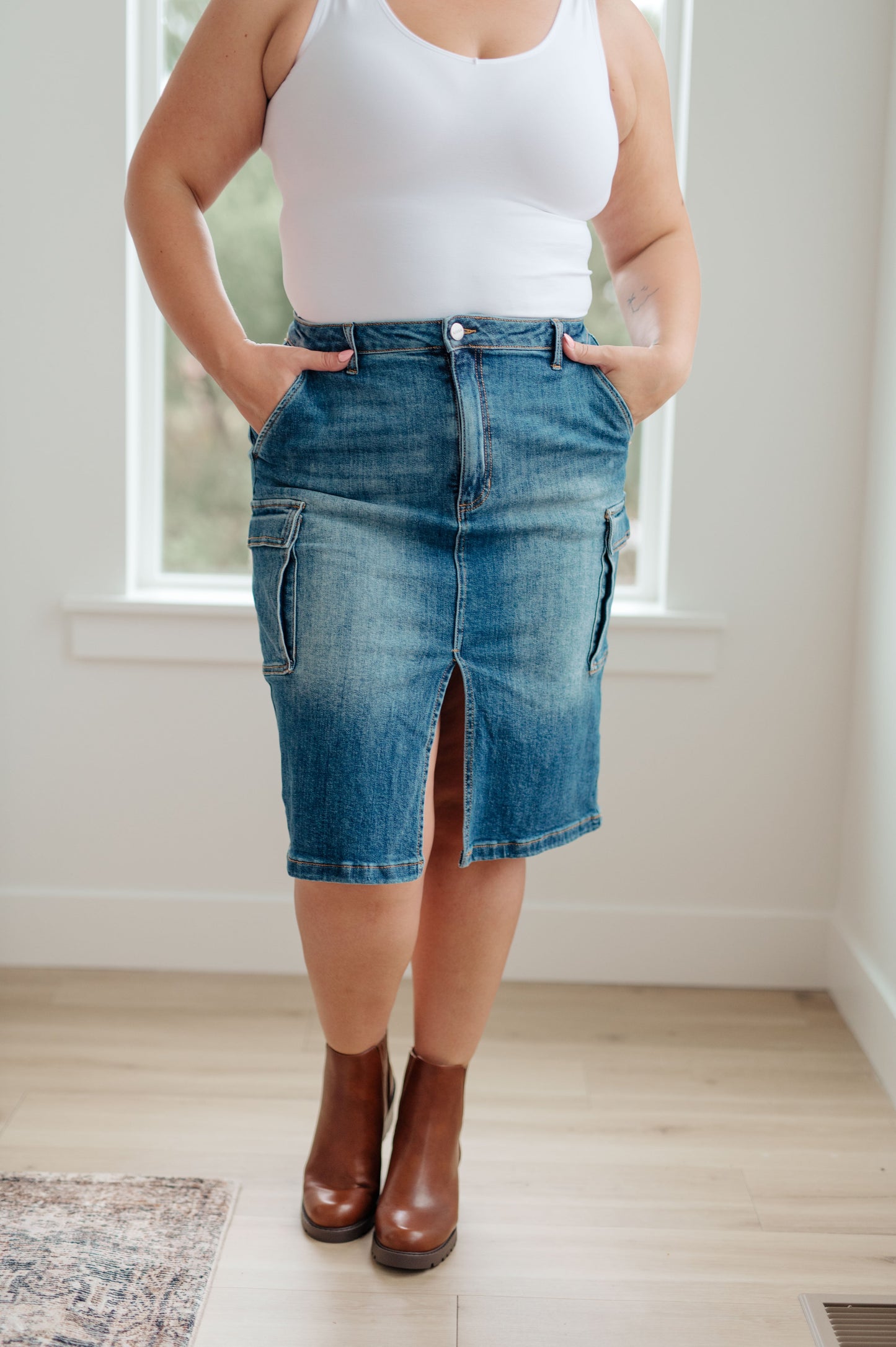 Always Be There Cargo Denim Skirt Ave Shops