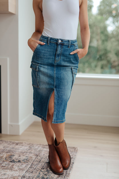 Always Be There Cargo Denim Skirt Ave Shops