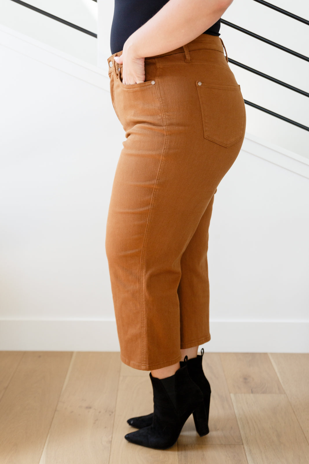 Briar High Rise Control Top Wide Leg Crop Jeans in Camel Ave Shops