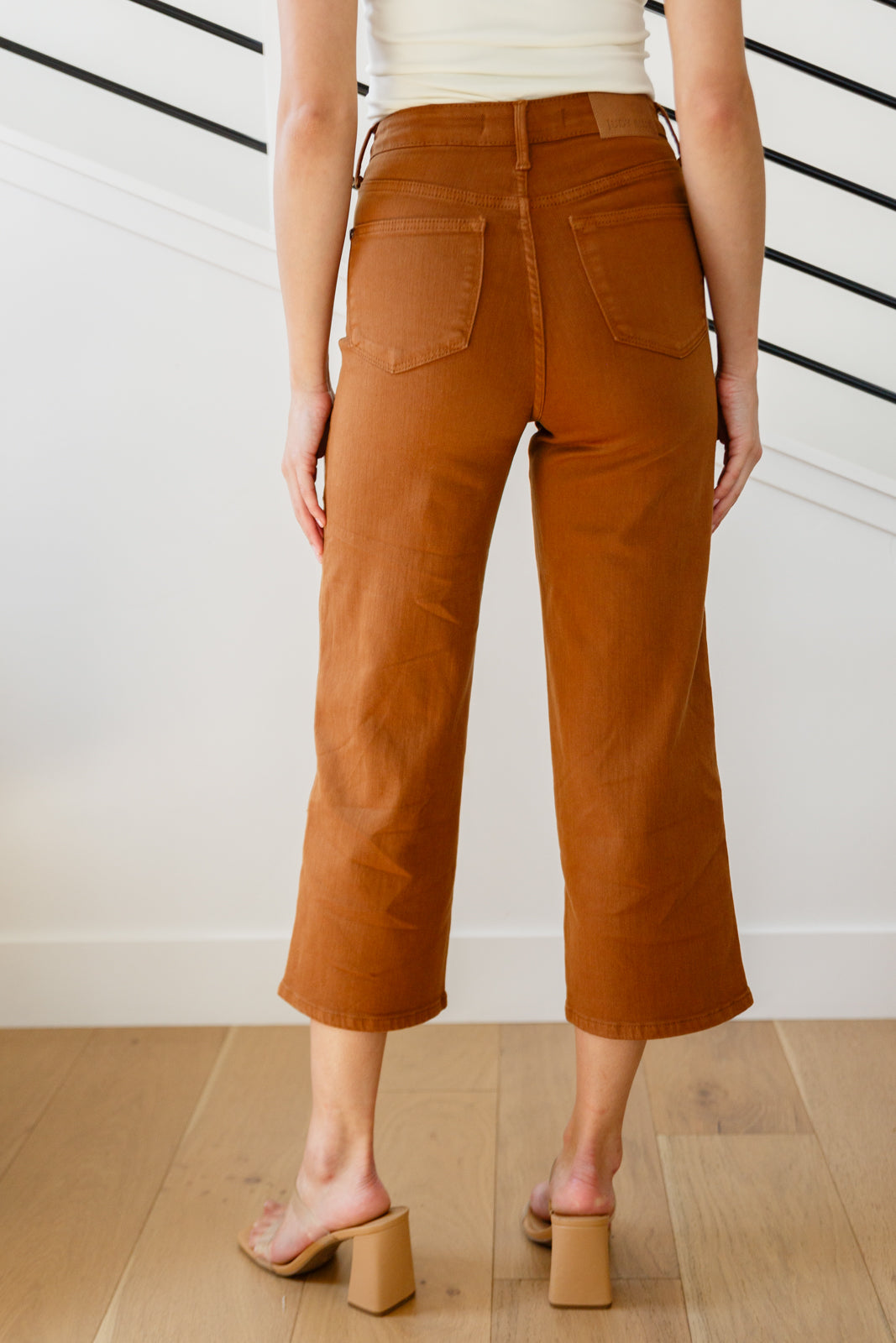 Briar High Rise Control Top Wide Leg Crop Jeans in Camel Ave Shops