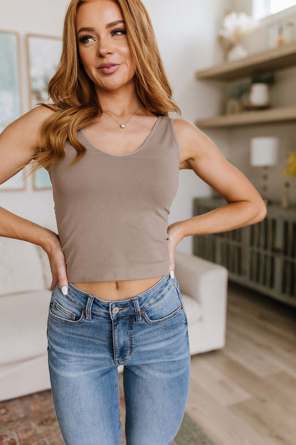 Carefree Seamless Reversible Tank in Light Mocha Ave Shops