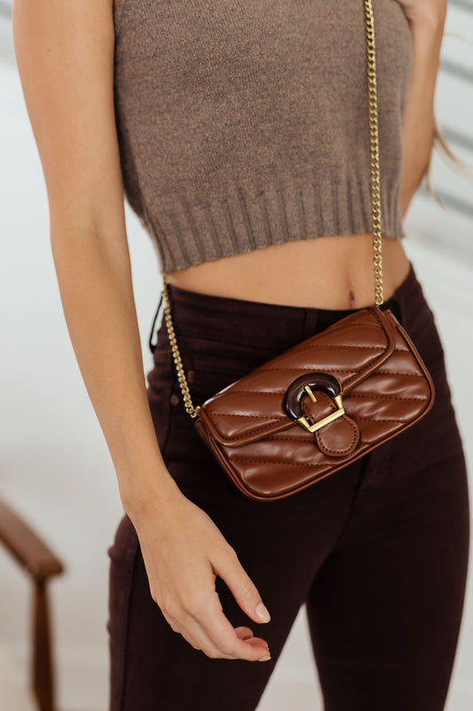 Classic Beauty Quilted Clutch in Brown Ave Shops