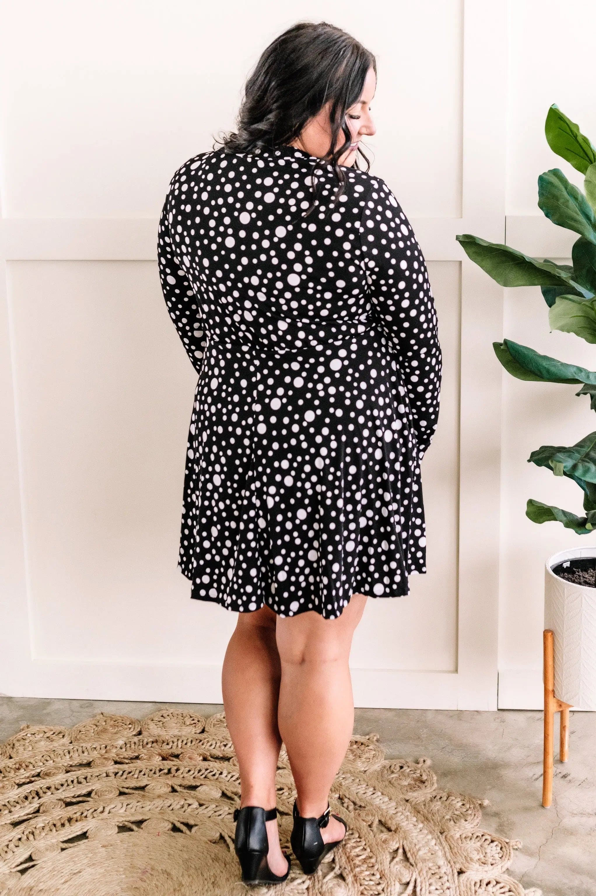 Gabby Fit & Flare Dress With Attached Snap Shorts In Polka Dots American Boutique Drop Ship