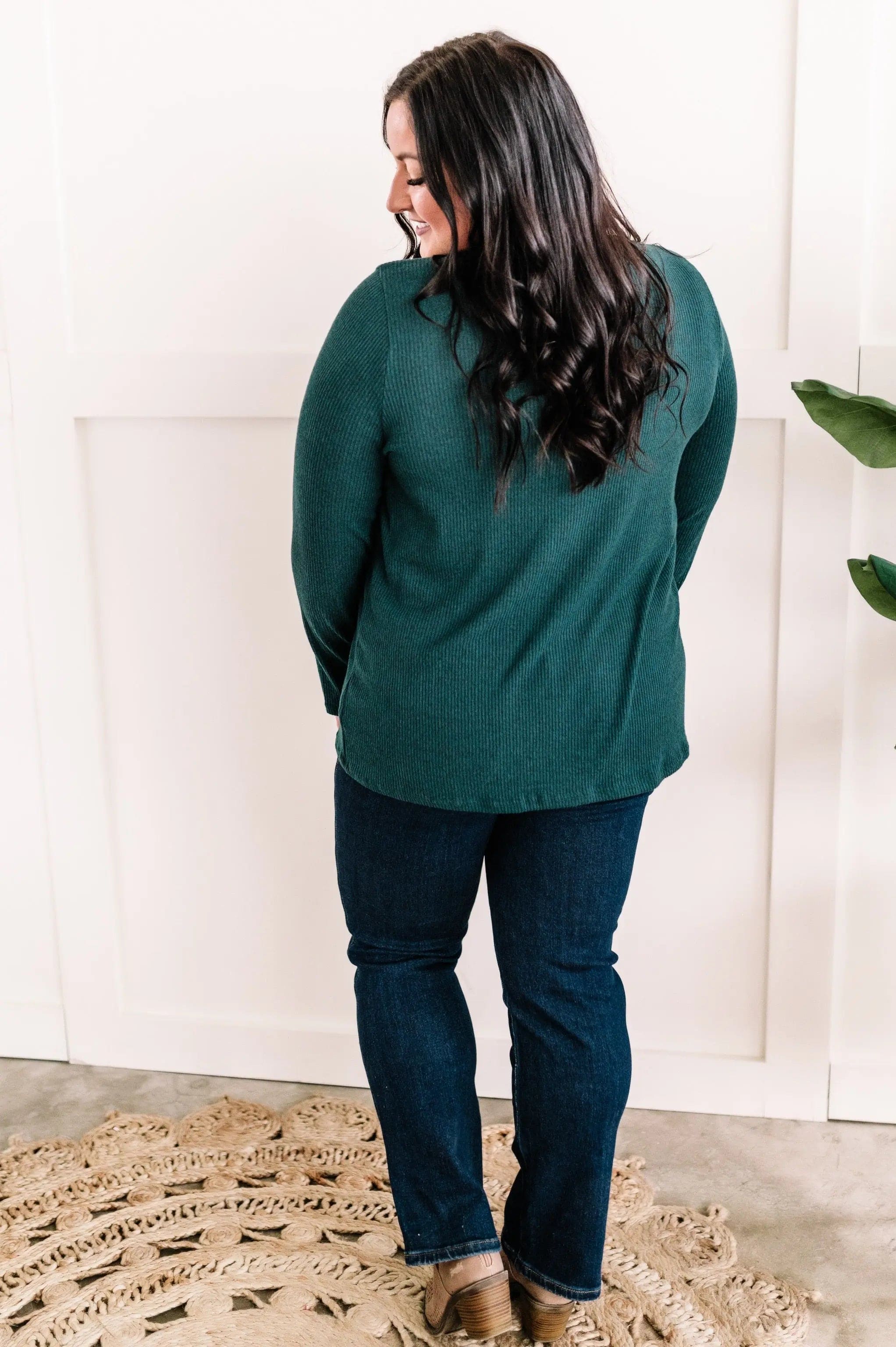 Cashmere Soft Long Sleeve Top In Hunter Green American Boutique Drop Ship