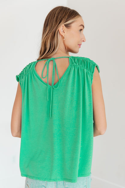 Ruched Cap Sleeve Top in Emerald Ave Shops