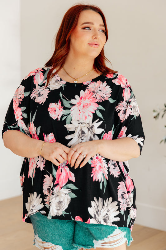 Essential Blouse in Black Floral Ave Shops