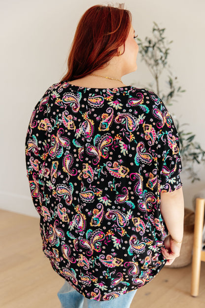 Essential Blouse in Black and Pink Paisley Ave Shops