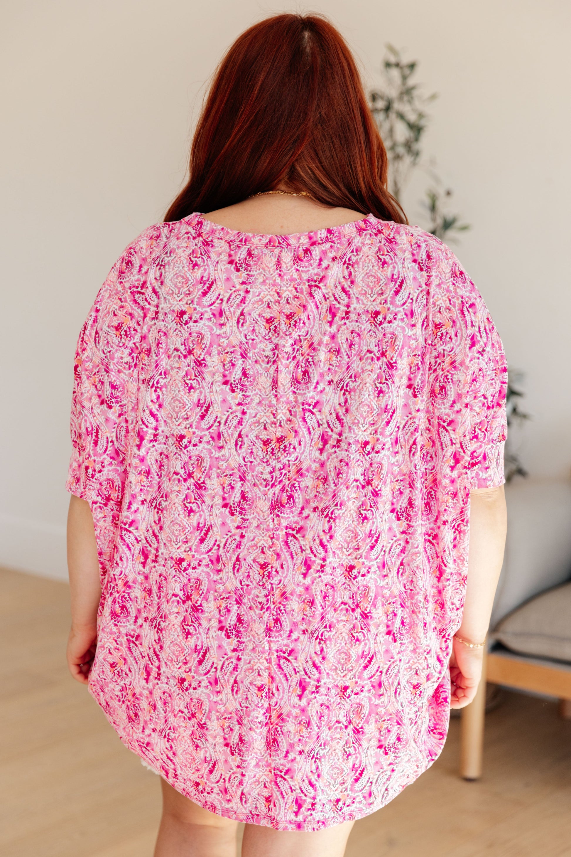 Essential Blouse in Fuchsia and White Paisley Ave Shops