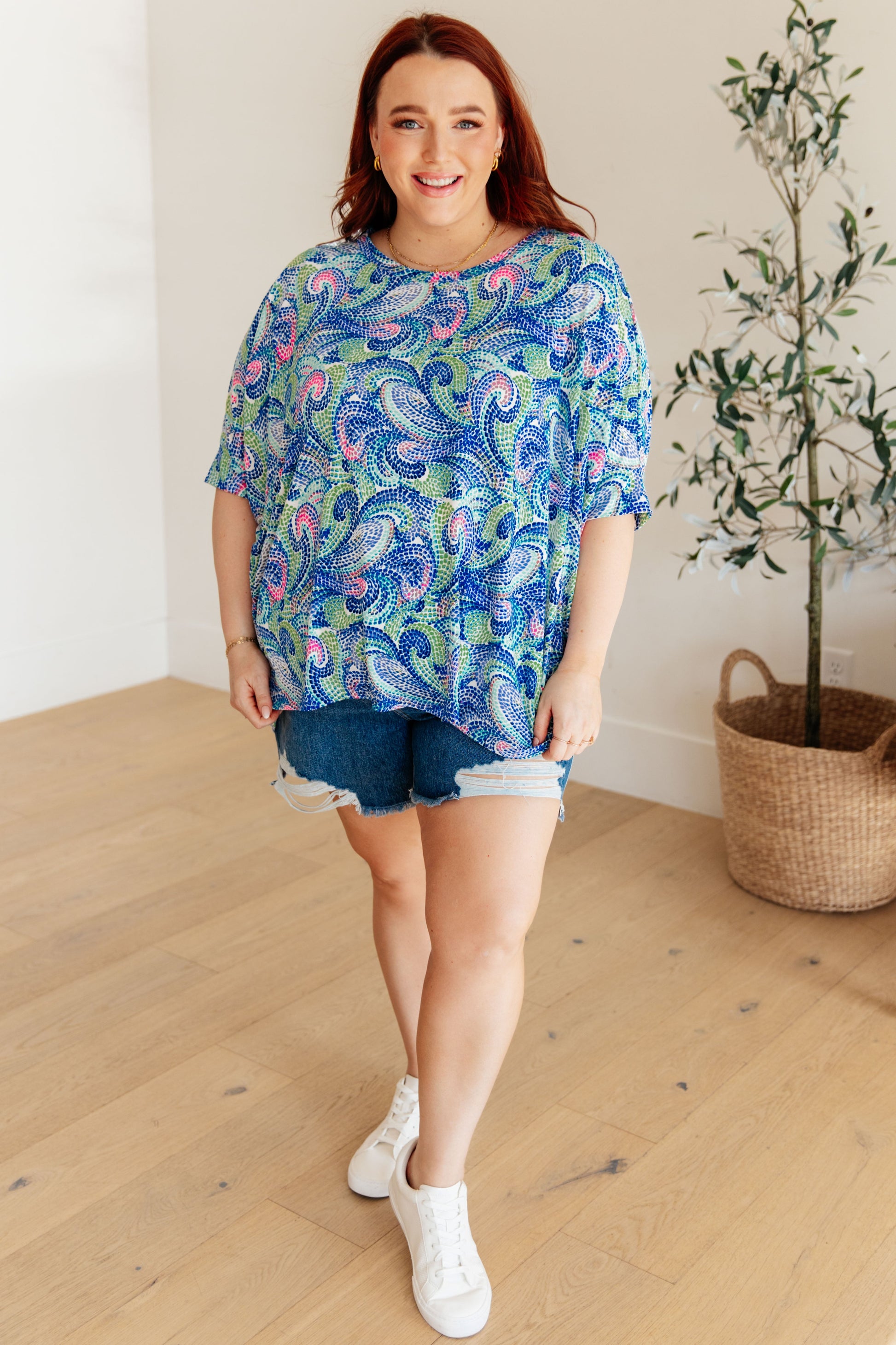 Essential Blouse in Painted Blue Mix Ave Shops