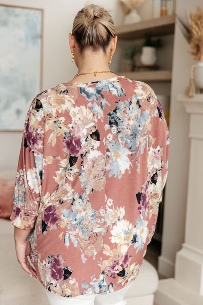 Float On Floral Top in Marsala Ave Shops