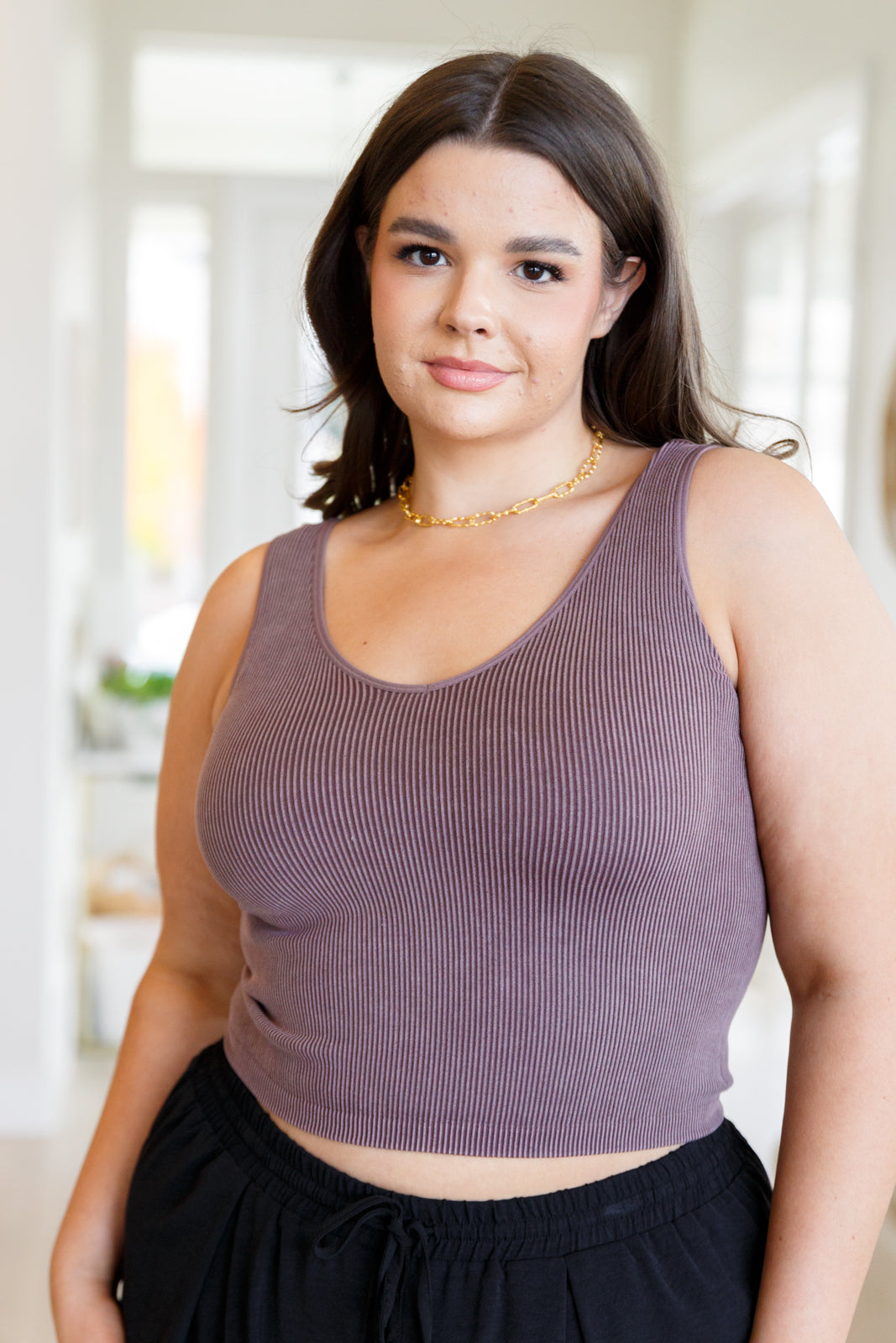 Fundamentals Ribbed Seamless Reversible Tank in Brown Ave Shops