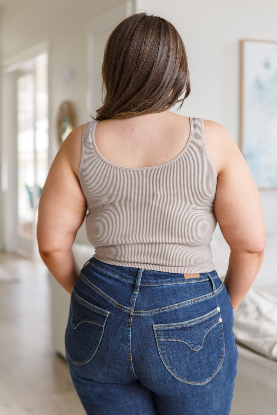 Fundamentals Ribbed Seamless Reversible Tank in Light Mocha Ave Shops